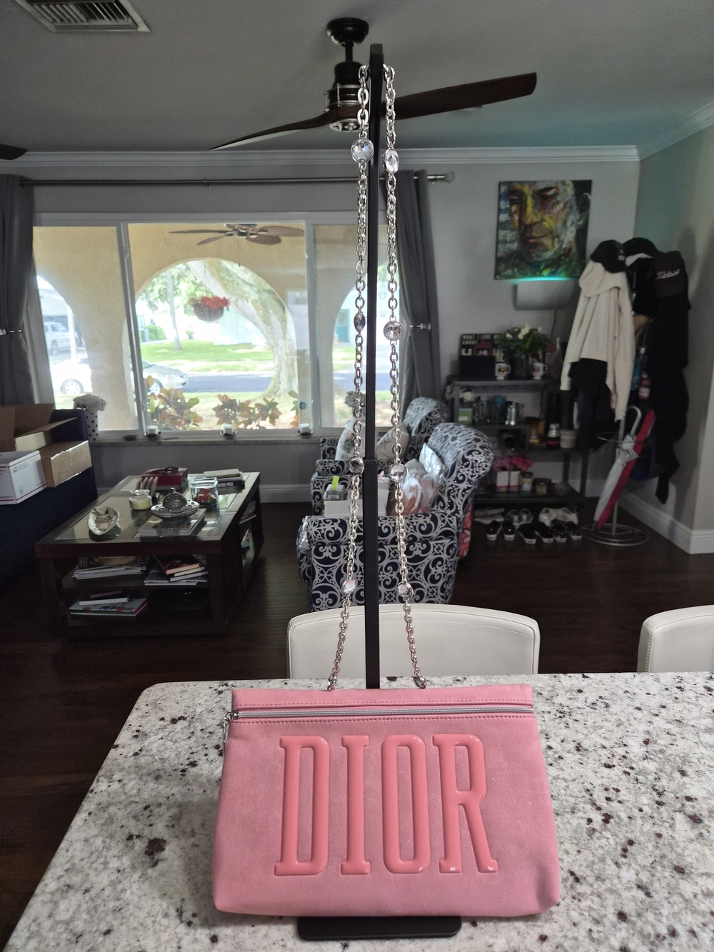 DIOR VIP GWP Pink Bubble Logo Chain Clutch, Shoulder, Crossbody Bag